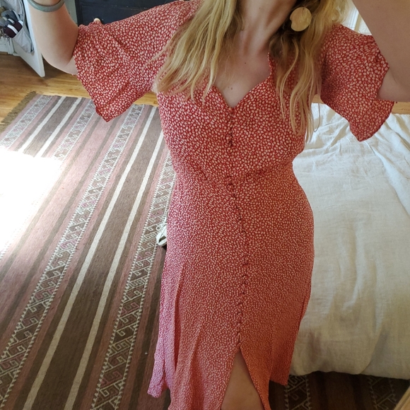 Rayon Dress Floral Print Tie Sleeves - Picture 4 of 9